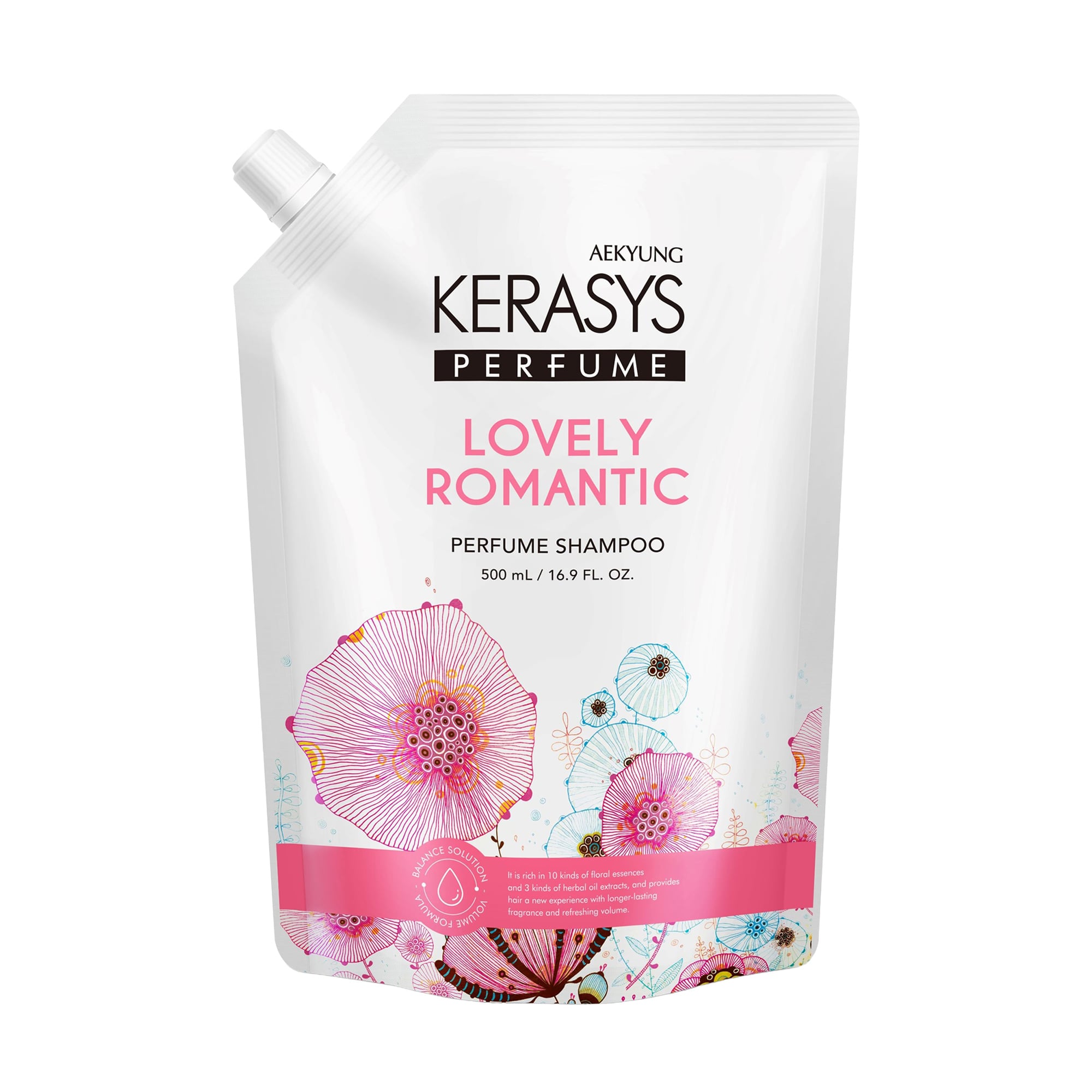 Парфумований шампунь KeraSys Lovely &amp; Romantic Perfumed для пошкодженого волосся, 500 мл (дойпак)